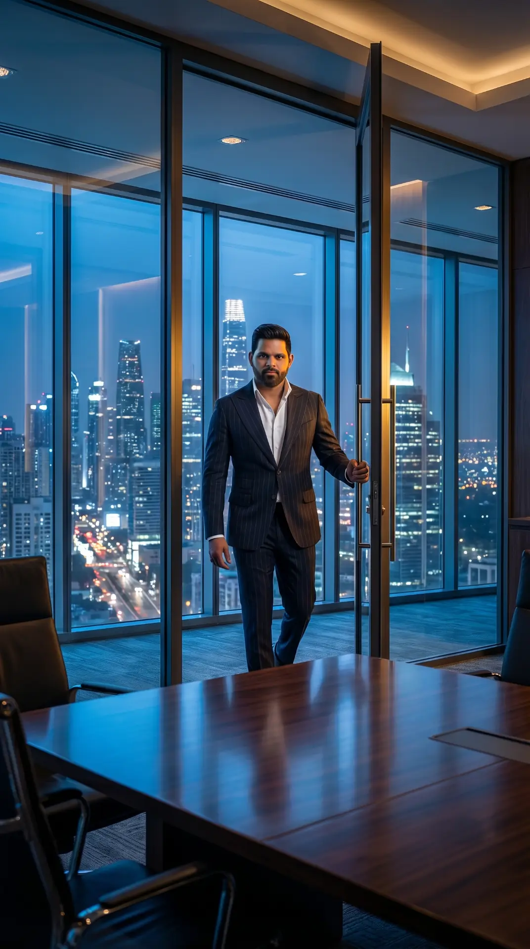 Irshad Siddiqui in a Melbourne office at night